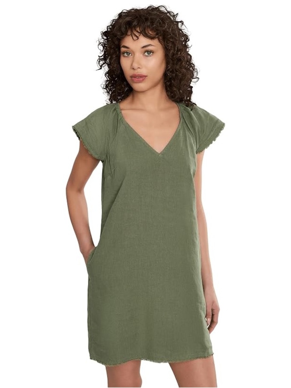 Tommy Bahama Olive Green V-Neck Mini Dress